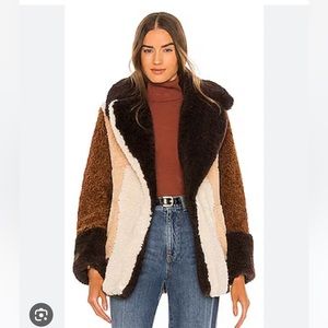 A.L.C. Stefan Faux Shearling Patchwork Coat Sz Small